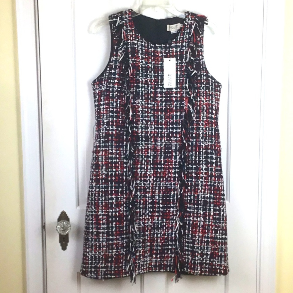 Molly Bracken Tweed Sleeveless dress fringe NWT
